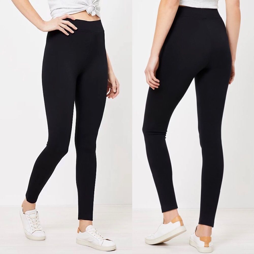 LOU & GREY Solid Black Ponte Knit Leggings Soft‎ Size XS